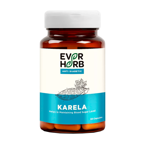 Everherb (By Pharmeasy) Karela - Kiểm Soát Đường Huyết - Giảm Cholestrol Xấu - Chai 60