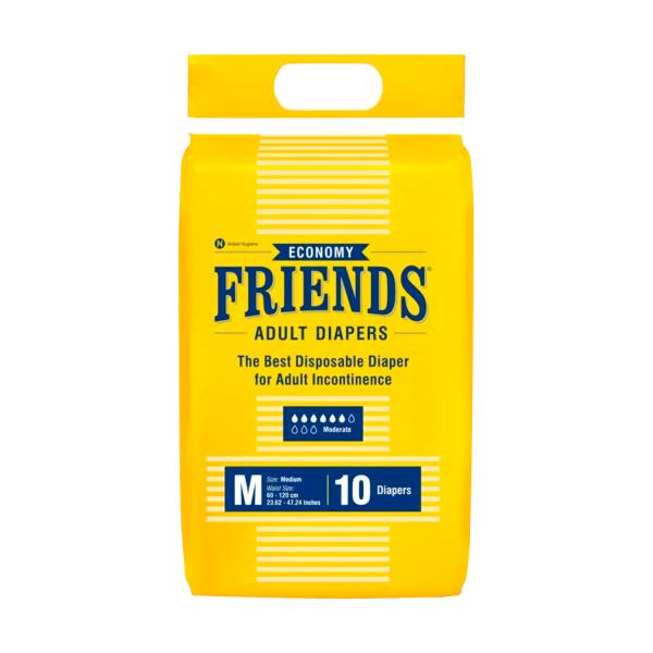 Kiểu băng dán tã giấy dành cho người lớn Friends Phổ thông - 10 Đếm (M) Vòng eo 27,56- 49,21 Inch